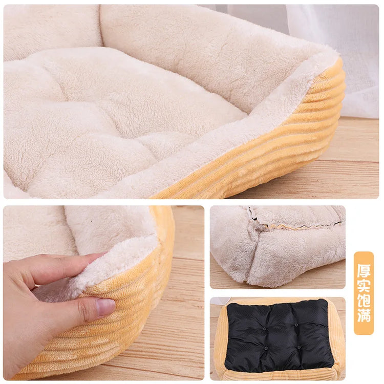 Warm Dog House Soft Nest Pet Large Dog Bed Baskets Fall Winter Kennel for Cat Washable House Puppy Supplies Cotton Kennel Mat