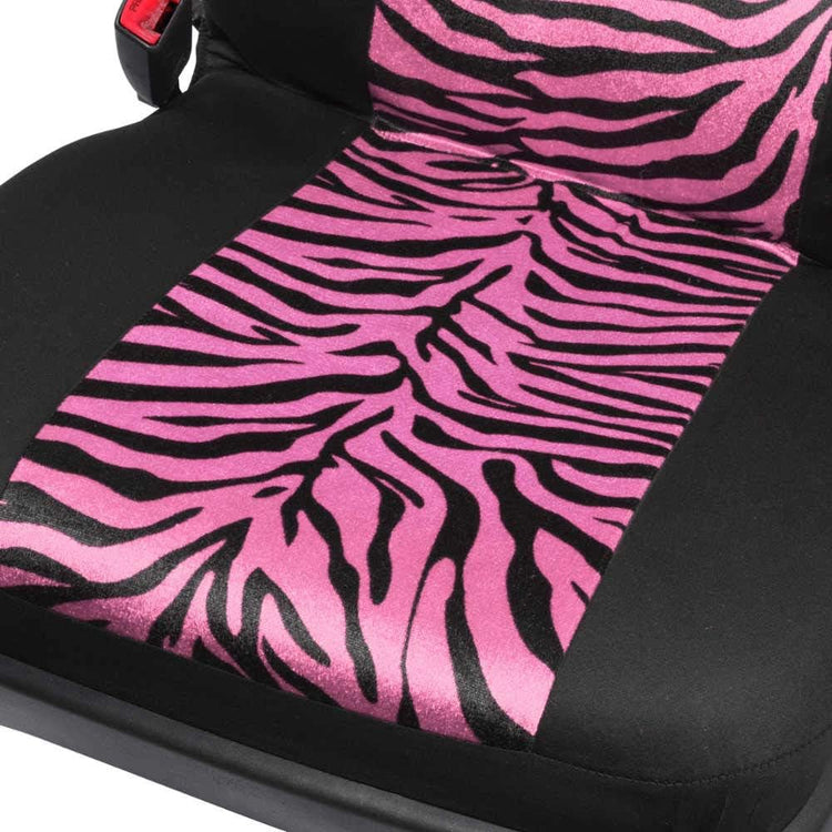 Carxs Zebra Print Car Seat Covers Full Set, Includes Matching Seat Belt Pads and Steering Wheel Cover, Two-Tone Animal Print Hot Pink Seat Covers for Cars for Women, Car Seat Protector Interior Covers