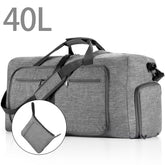 Travel Duffel Bag for Men, 40L Foldable Duffle Bags with Shoes Compartment, Overnight Bag for Men Women Waterproof & Tear Resistant (Gray)