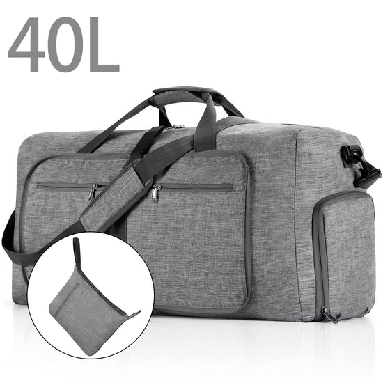 Travel Duffel Bag for Men, 40L Foldable Duffle Bags with Shoes Compartment, Overnight Bag for Men Women Waterproof & Tear Resistant (Gray)