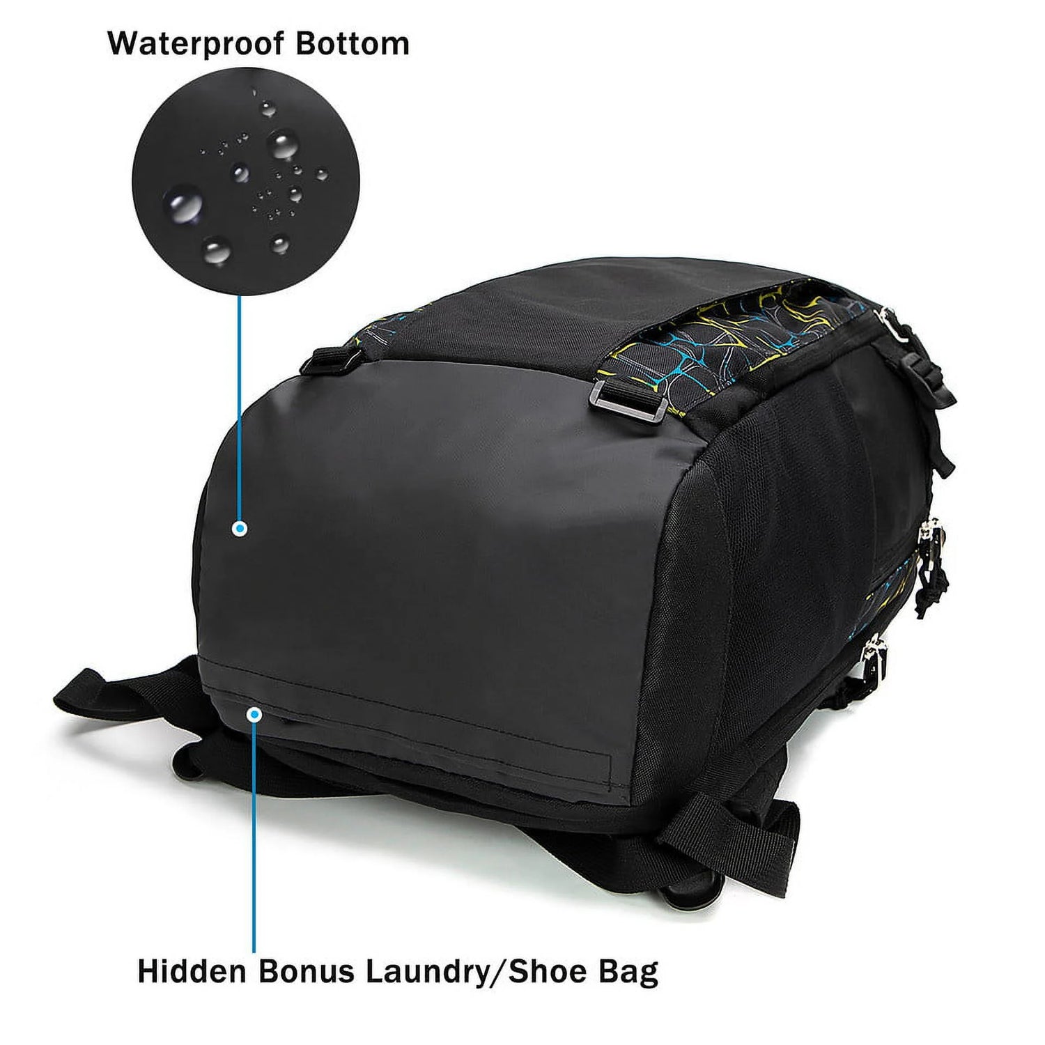 Multi-Purpose Sports, Laptop School Backpack, Black/Camo, 100% Polyester