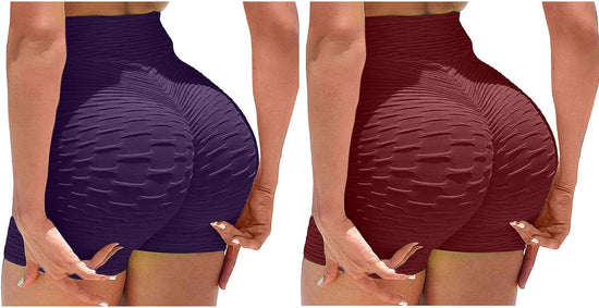 2 Pack Yoga Leggings for Women Butt Lifting Hot Shorts High Waisted Tummy Control Bubble Sport Yoga Pants Tights