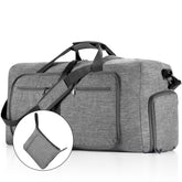 Travel Duffel Bag for Men, 40L Foldable Duffle Bags with Shoes Compartment, Overnight Bag for Men Women Waterproof & Tear Resistant (Gray)