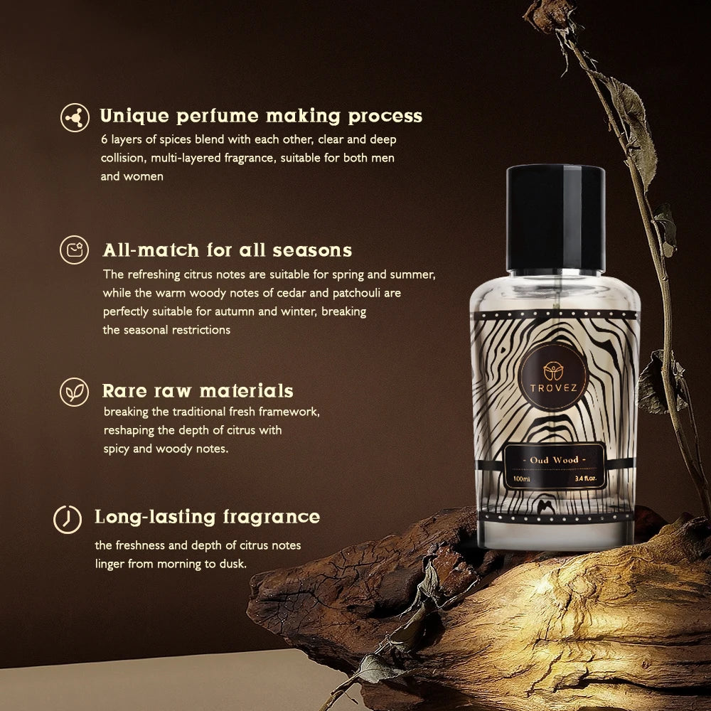 Oud Wood 100Ml Perfume Rich Wood Tone Perfume for Men Women Long-Lasting Scent Unisex Fragrance Body Spray Romantic Gift