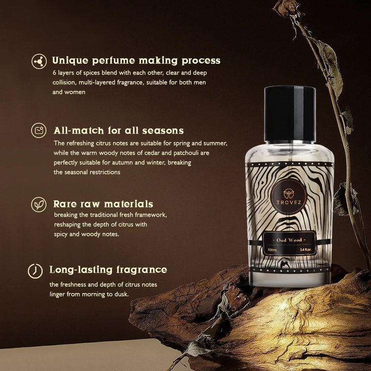 Oud Wood 100Ml Perfume Rich Wood Tone Perfume for Men Women Long-Lasting Scent Unisex Fragrance Body Spray Romantic Gift