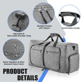 Travel Duffel Bag for Men, 40L Foldable Duffle Bags with Shoes Compartment, Overnight Bag for Men Women Waterproof & Tear Resistant (Gray)