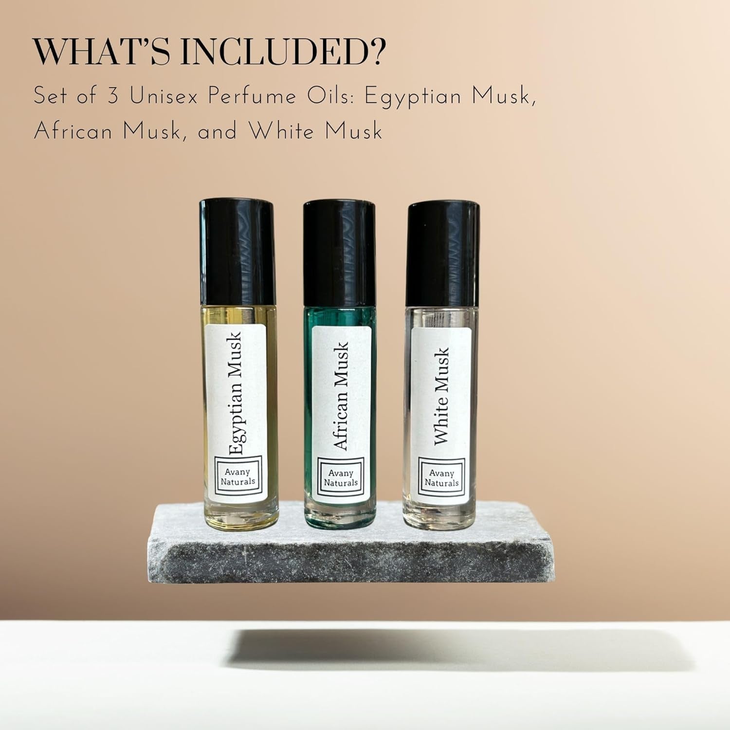 Scented Body Oil -3 Fragrance Oils for Skin - Egyptian Musk, African, and White Musky Scents 10Ml
