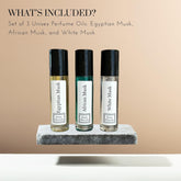 Scented Body Oil -3 Fragrance Oils for Skin - Egyptian Musk, African, and White Musky Scents 10Ml