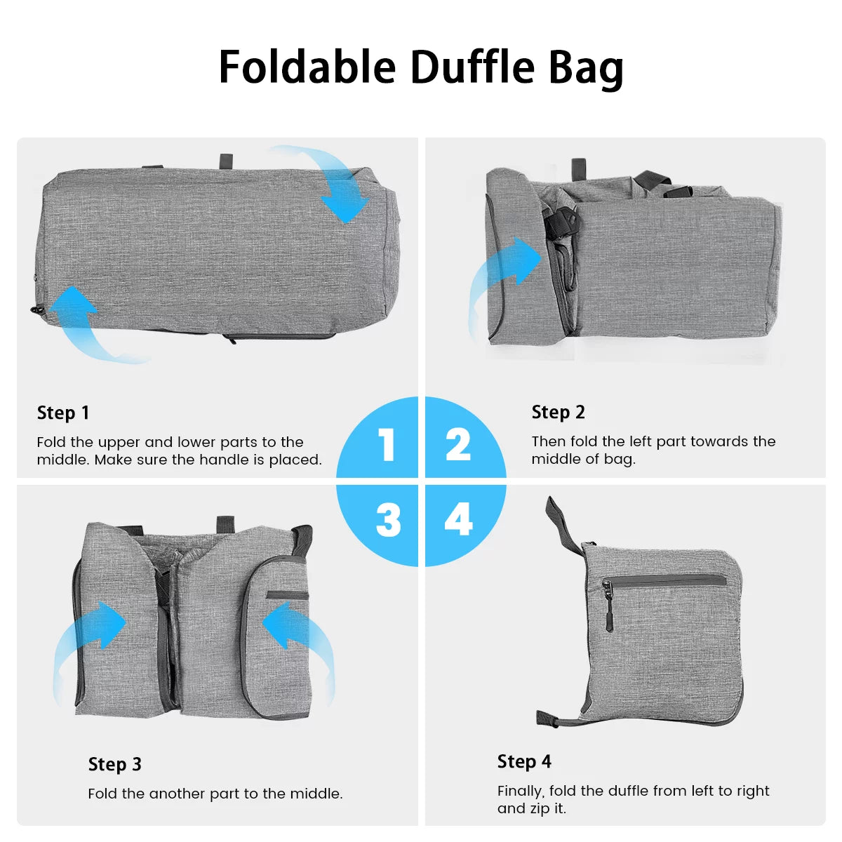 Travel Duffel Bag for Men, 40L Foldable Duffle Bags with Shoes Compartment, Overnight Bag for Men Women Waterproof & Tear Resistant (Gray)