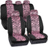 Carxs Zebra Print Car Seat Covers Full Set, Includes Matching Seat Belt Pads and Steering Wheel Cover, Two-Tone Animal Print Hot Pink Seat Covers for Cars for Women, Car Seat Protector Interior Covers
