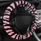 Velvet Zebra Pink Car Seat Covers, Full Set with Seat Belt Pads & Steering Wheel Cover, Universal Fit