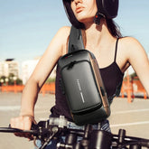 USB Charging Sport Sling Bag Male Anti-Theft Chest Bag with Password Lock
