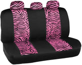 Carxs Zebra Print Car Seat Covers Full Set, Includes Matching Seat Belt Pads and Steering Wheel Cover, Two-Tone Animal Print Hot Pink Seat Covers for Cars for Women, Car Seat Protector Interior Covers