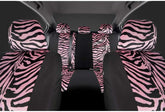 Velvet Zebra Pink Car Seat Covers, Full Set with Seat Belt Pads & Steering Wheel Cover, Universal Fit
