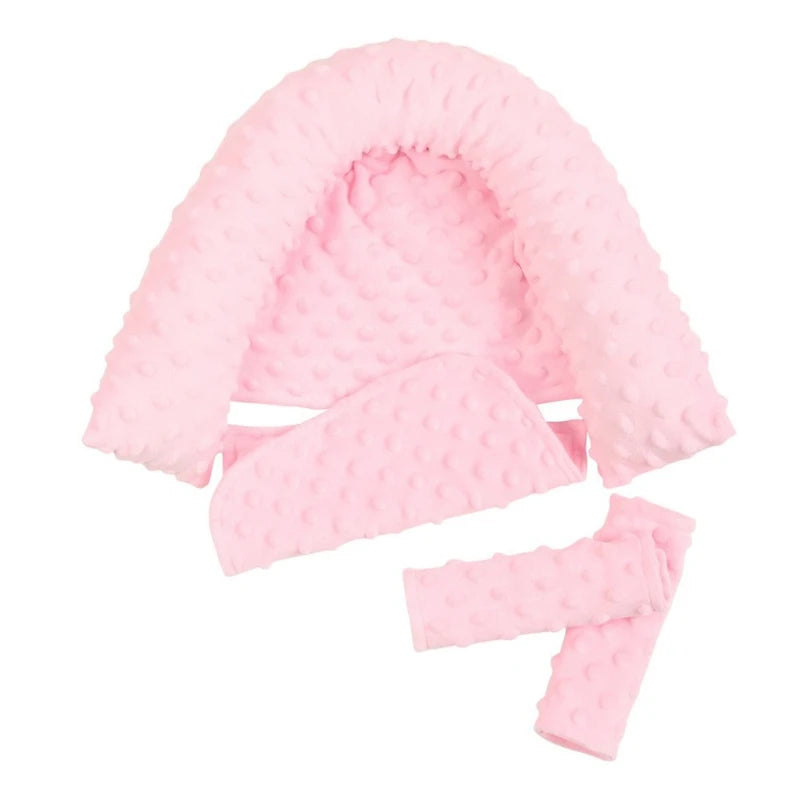 Baby Car Safety Soft Sleeping Head Support Pillow with Matching Seat Belt Strap Covers Baby Carseat Neck Protection Headrest