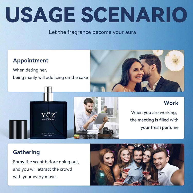 Charm Unfolds Marine Perfume for Men, 1.7 Oz. Long Lasting Eau De Parfum Cologne for Men, Oriental Woody Fragrance - Ideal Special Occasions, Making It the Ideal Gentlemen’S Gift