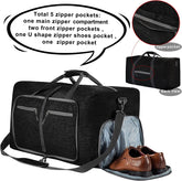 65L Large Foldable Travel Duffle Bag, Black Duffel Bag for Men Women, Foldable Gym Bag with Shoes Compartment, Overnight Bags Waterproof & Tear Resistant