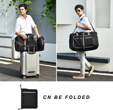 65L Large Foldable Travel Duffle Bag, Black Duffel Bag for Men Women, Foldable Gym Bag with Shoes Compartment, Overnight Bags Waterproof & Tear Resistant