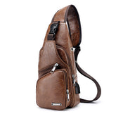 Men USB Charging Bag Men Chest Bag for Custom PU PVC Shoulder Bag Diagonal Package Messenger Travel Bag Cross Body Bags