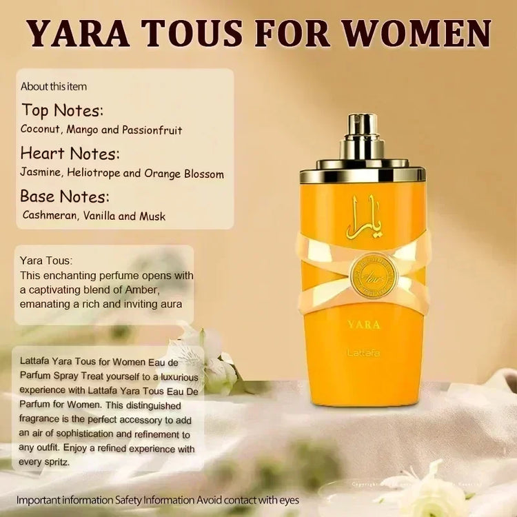 New 100ML Lattafa Yara Perfume Women Eau De Parfum Original Arab Perfumes Arabian Perfume Long-Lasting Fragrance Light Fragrance
